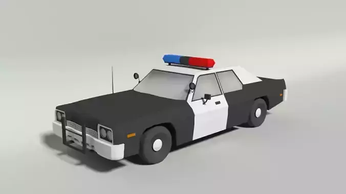 Low Poly Cartoon Dodge Monaco Police Car Low-poly 3D model