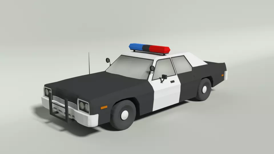 Low Poly Cartoon Dodge Monaco Police Car Low-poly 3D model