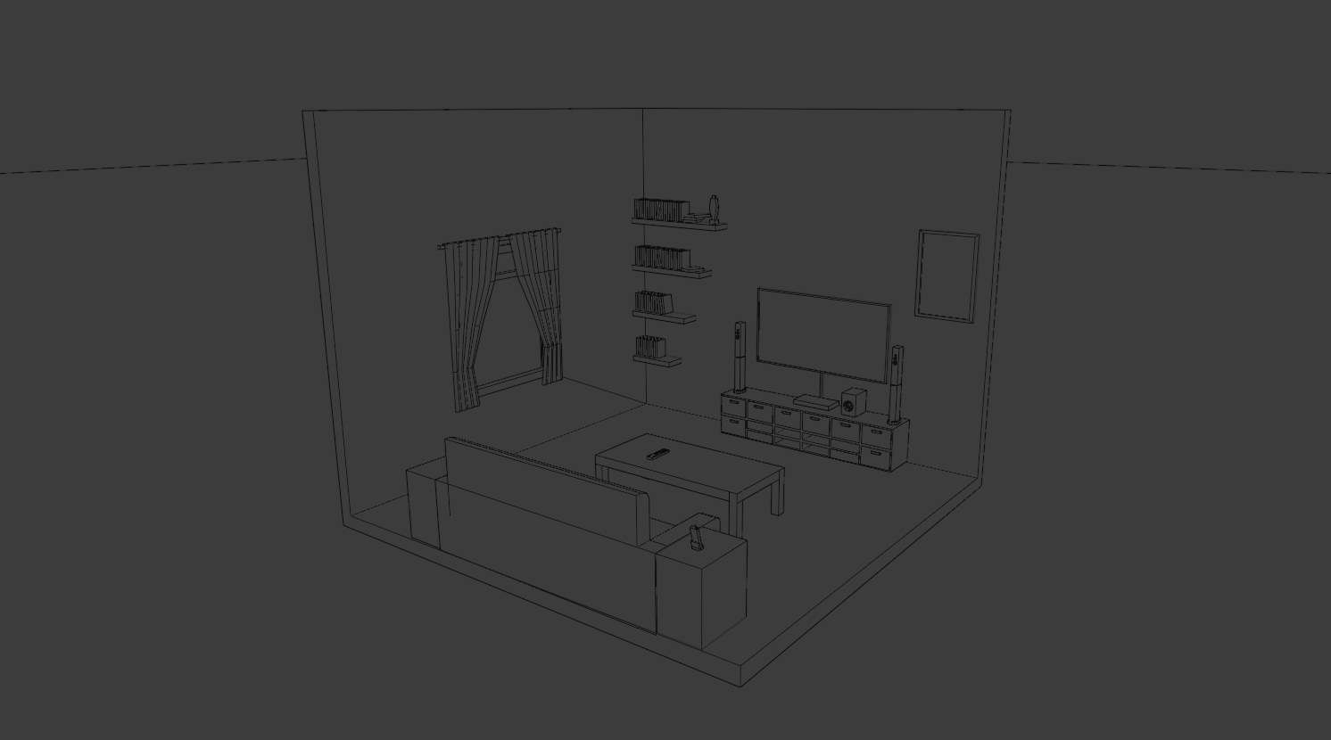 Low Poly Isometric Living Room Low-poly 3D model_2