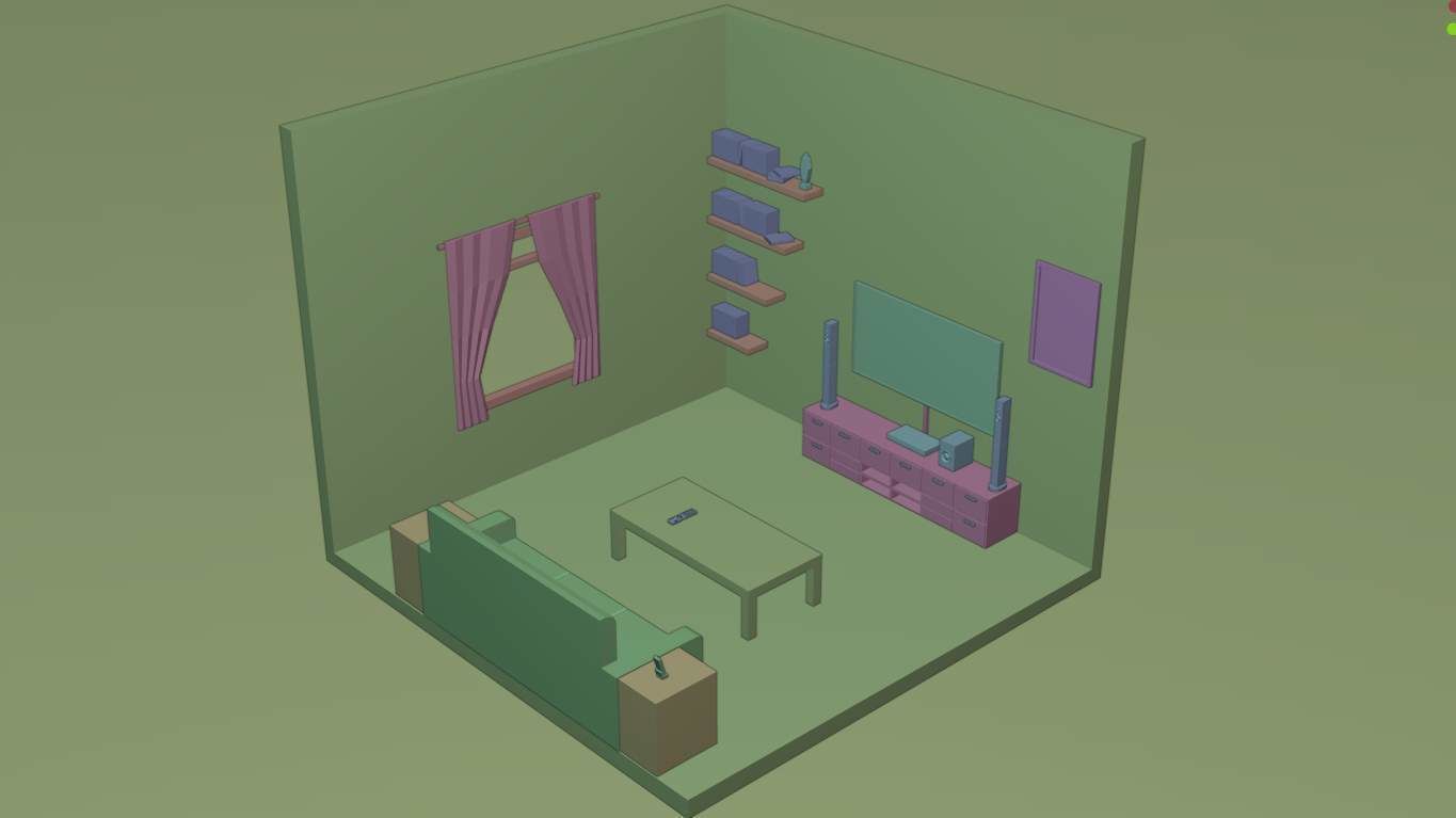 Low Poly Isometric Living Room Low-poly 3D model_4