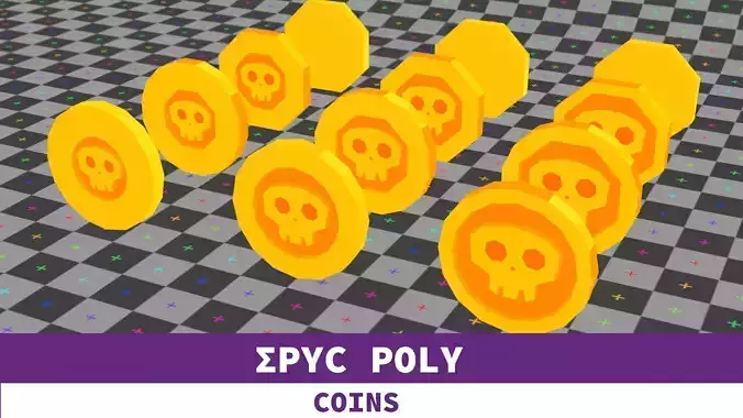 Epic Poly - Scull Coin with LOD