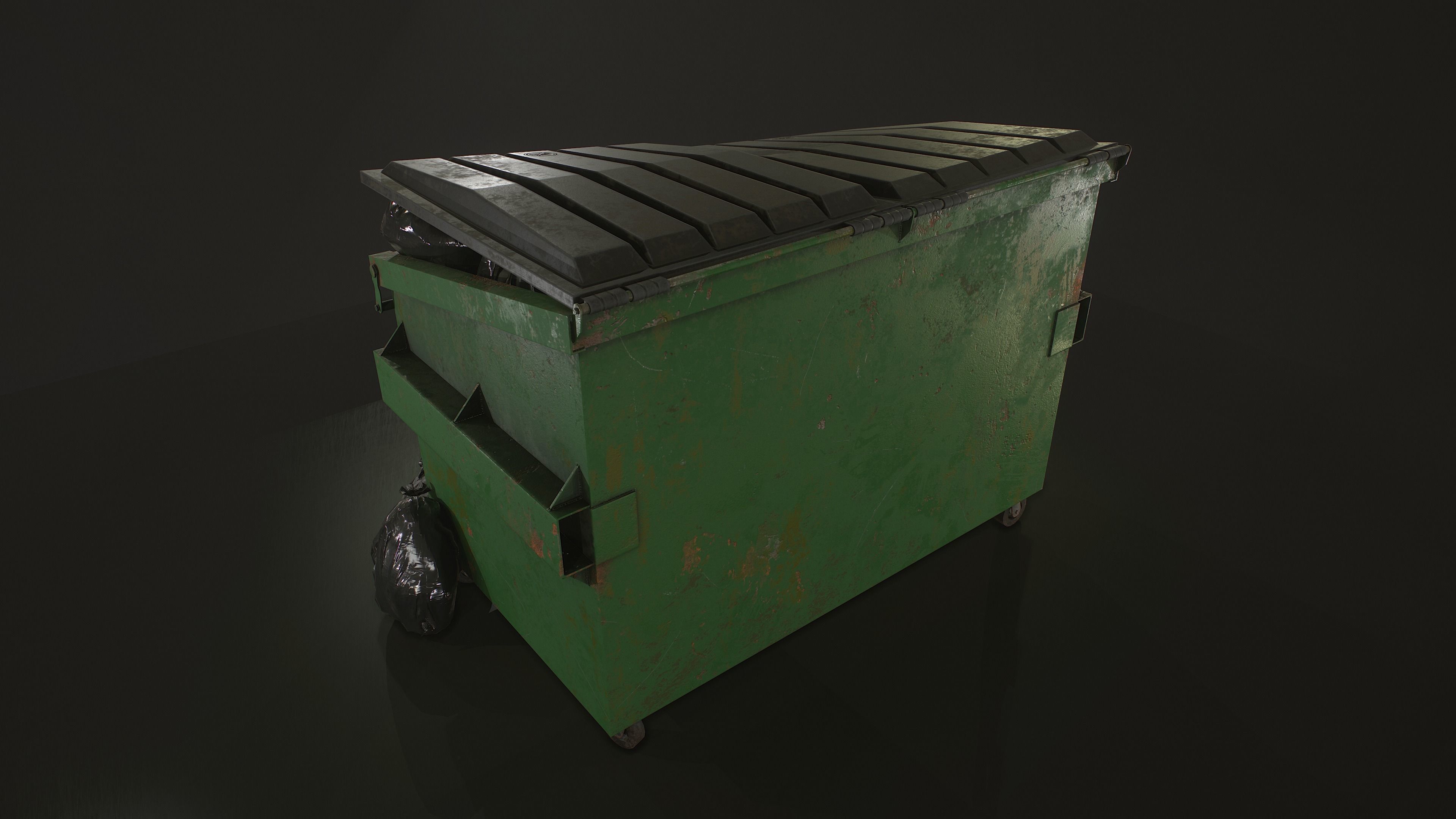 Dumpster with Garbage Bags Low-poly 3D model_4