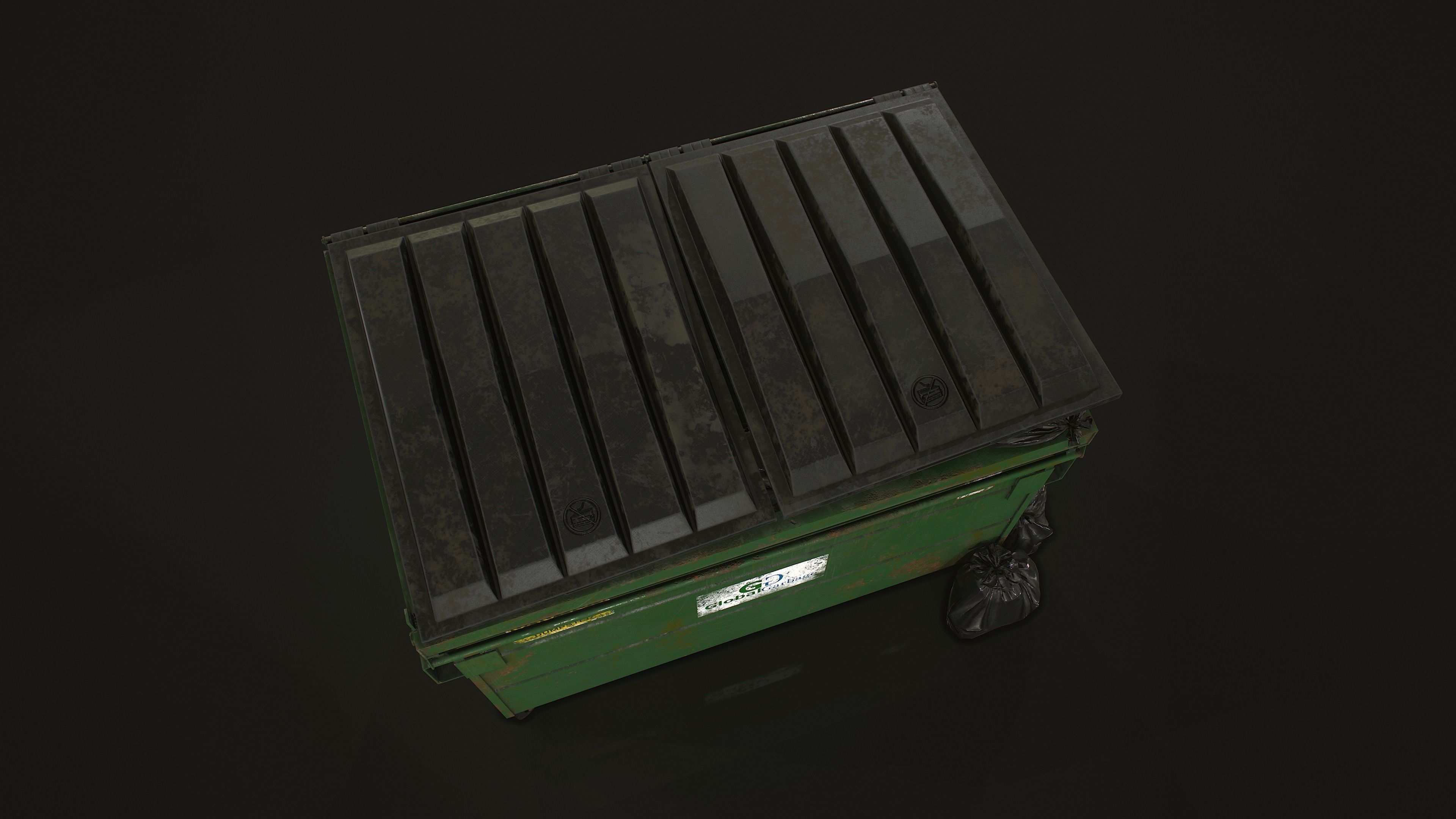 Dumpster with Garbage Bags Low-poly 3D model_6