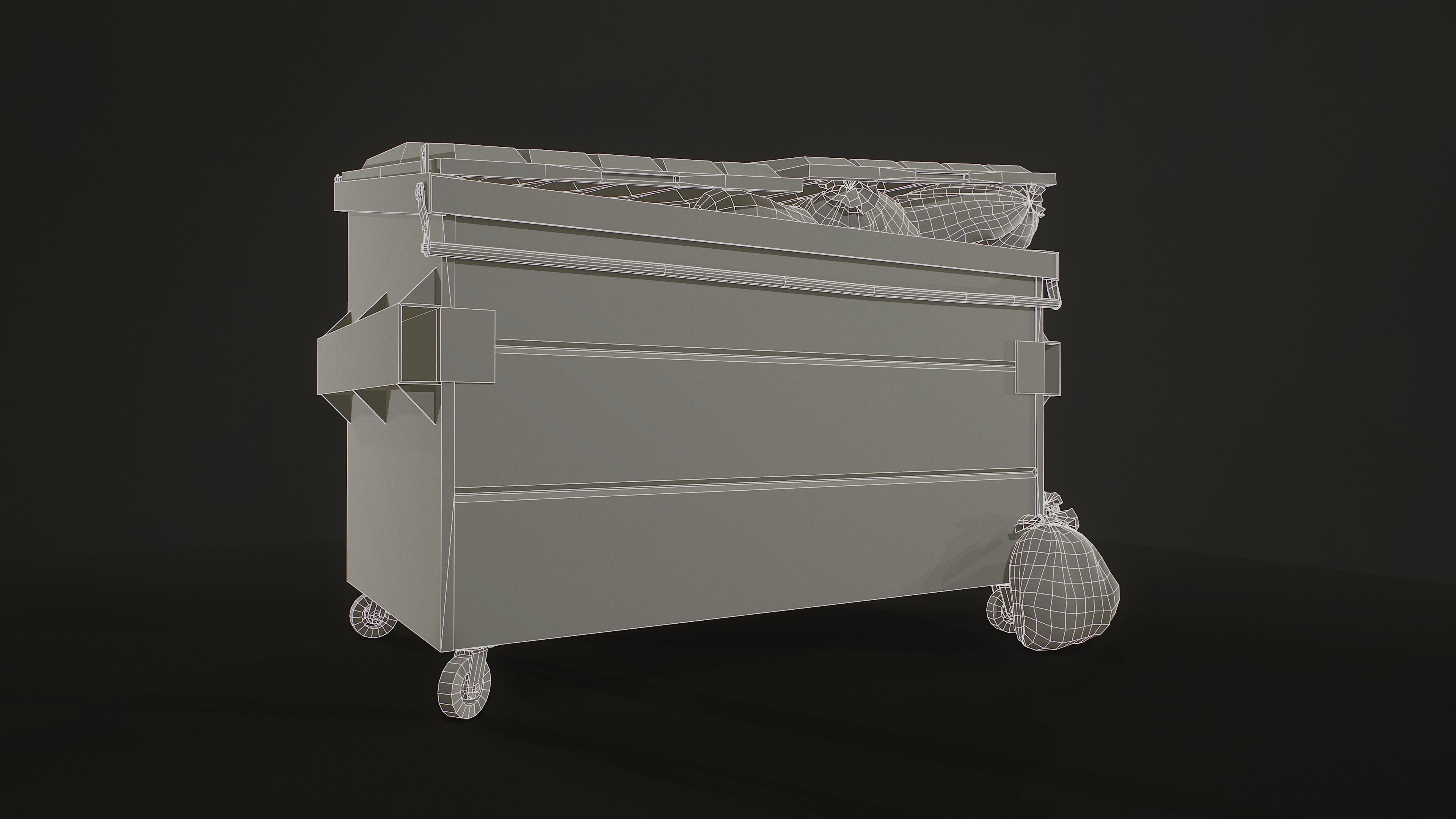 Dumpster with Garbage Bags Low-poly 3D model_14