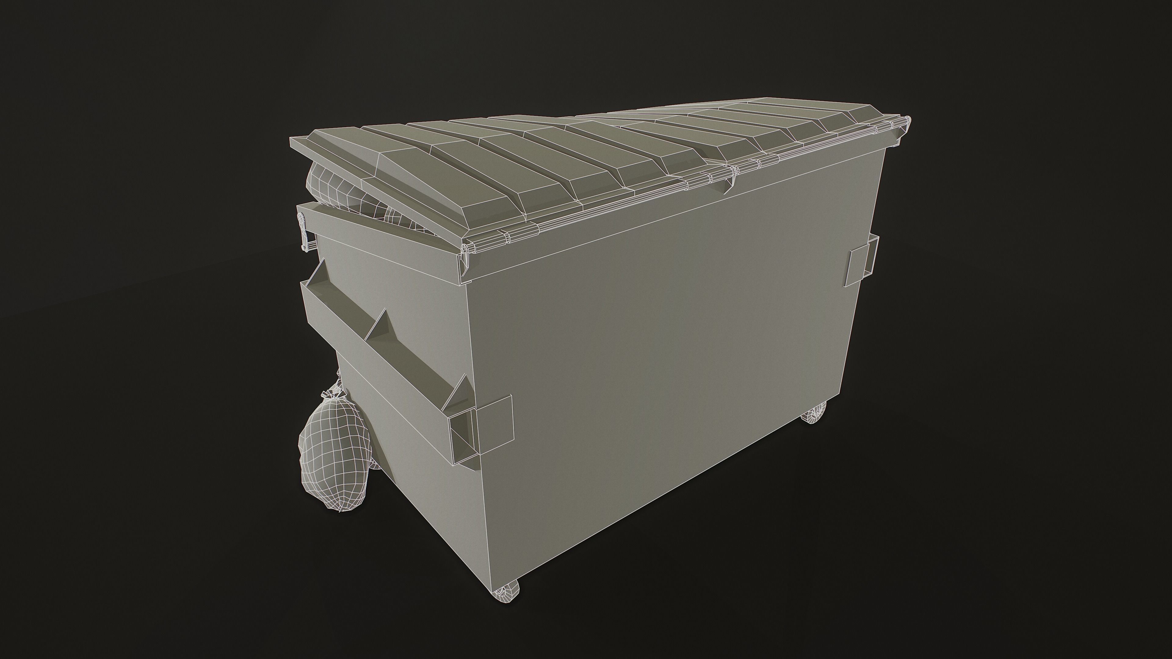 Dumpster with Garbage Bags Low-poly 3D model_15