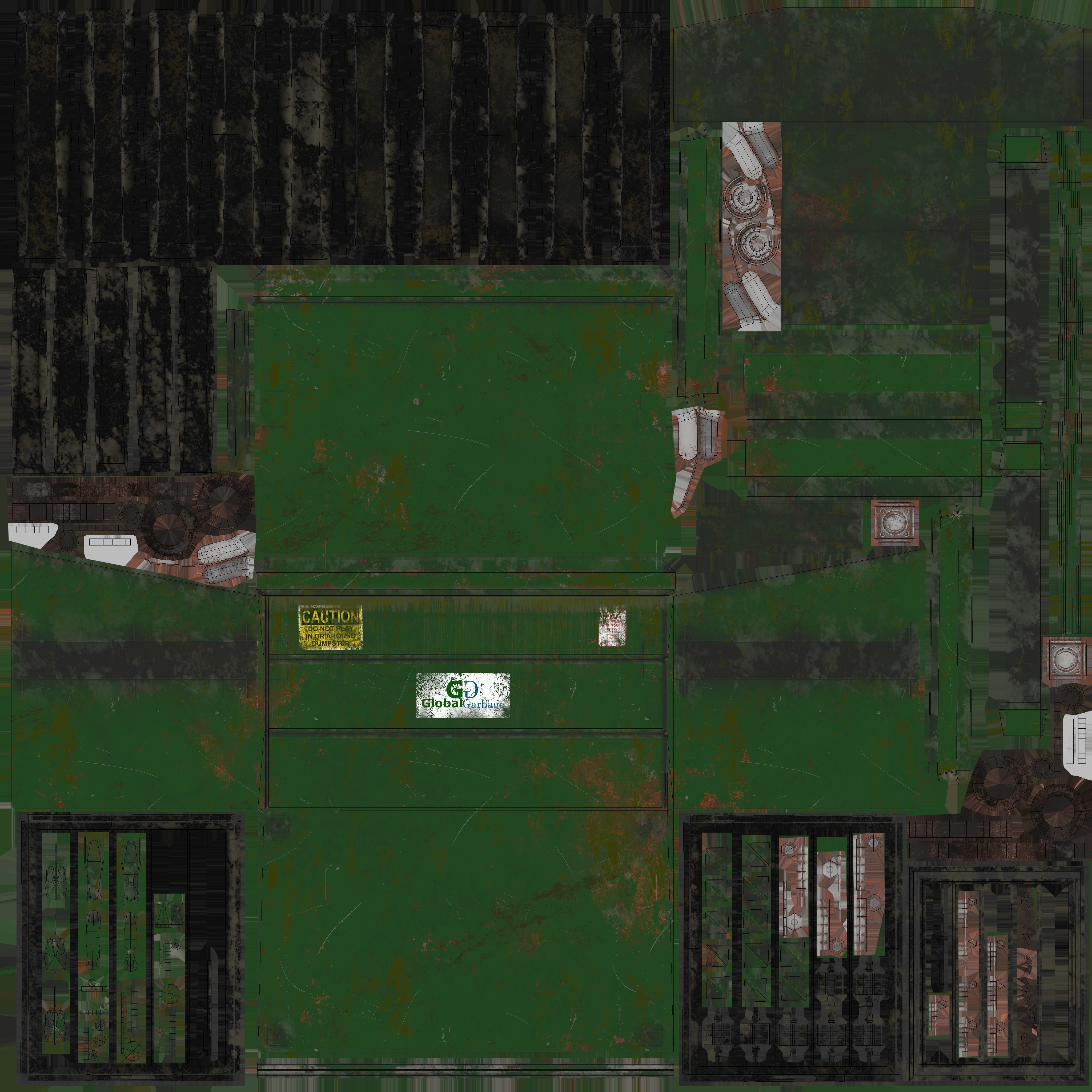 Dumpster with Garbage Bags Low-poly 3D model_17