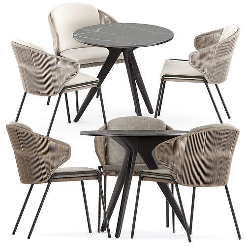 Radius chair and Table Torsa by Manutti 3D model