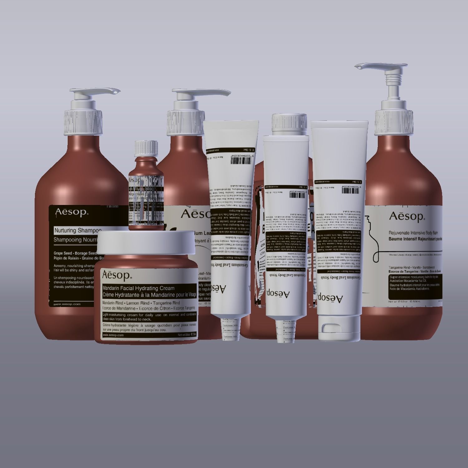 Aesop Skincare Set Low-poly 3D model_1