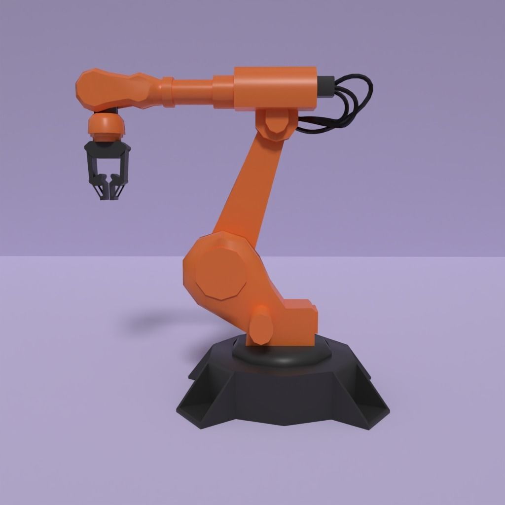 Rigged Low Poly-High Poly Robot Arm Low-poly 3D model_10