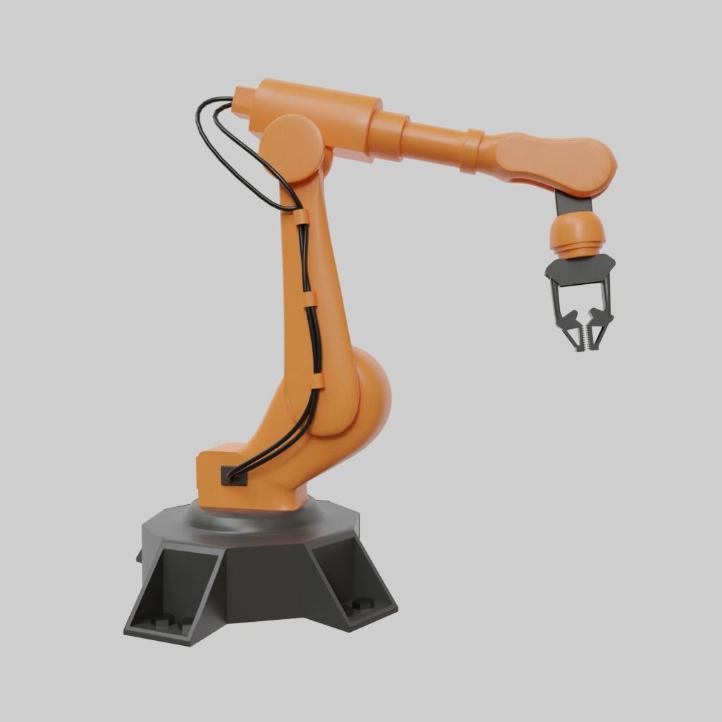 Rigged Low Poly-High Poly Robot Arm Low-poly 3D model_7