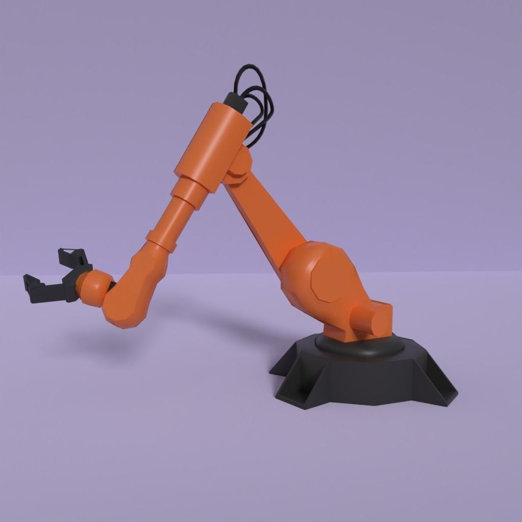 Rigged Low Poly-High Poly Robot Arm Low-poly 3D model_11
