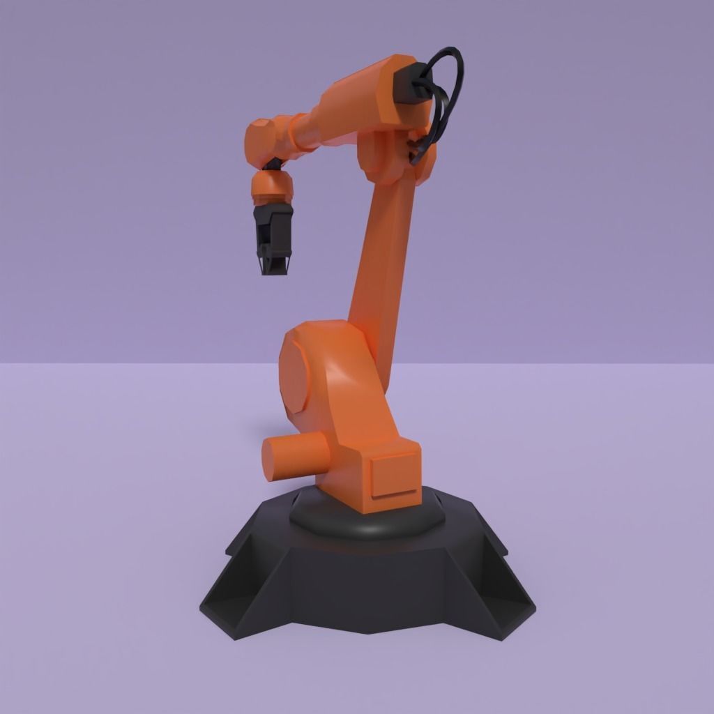 Rigged Low Poly-High Poly Robot Arm Low-poly 3D model_12