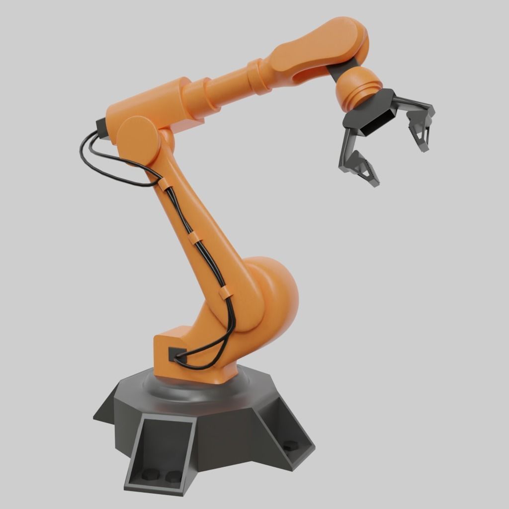 Rigged Low Poly-High Poly Robot Arm Low-poly 3D model_6