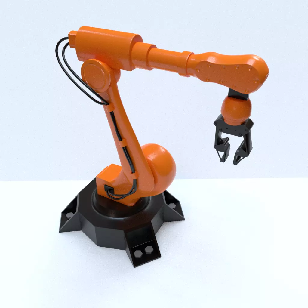 Rigged Low Poly-High Poly Robot Arm Low-poly 3D model_0