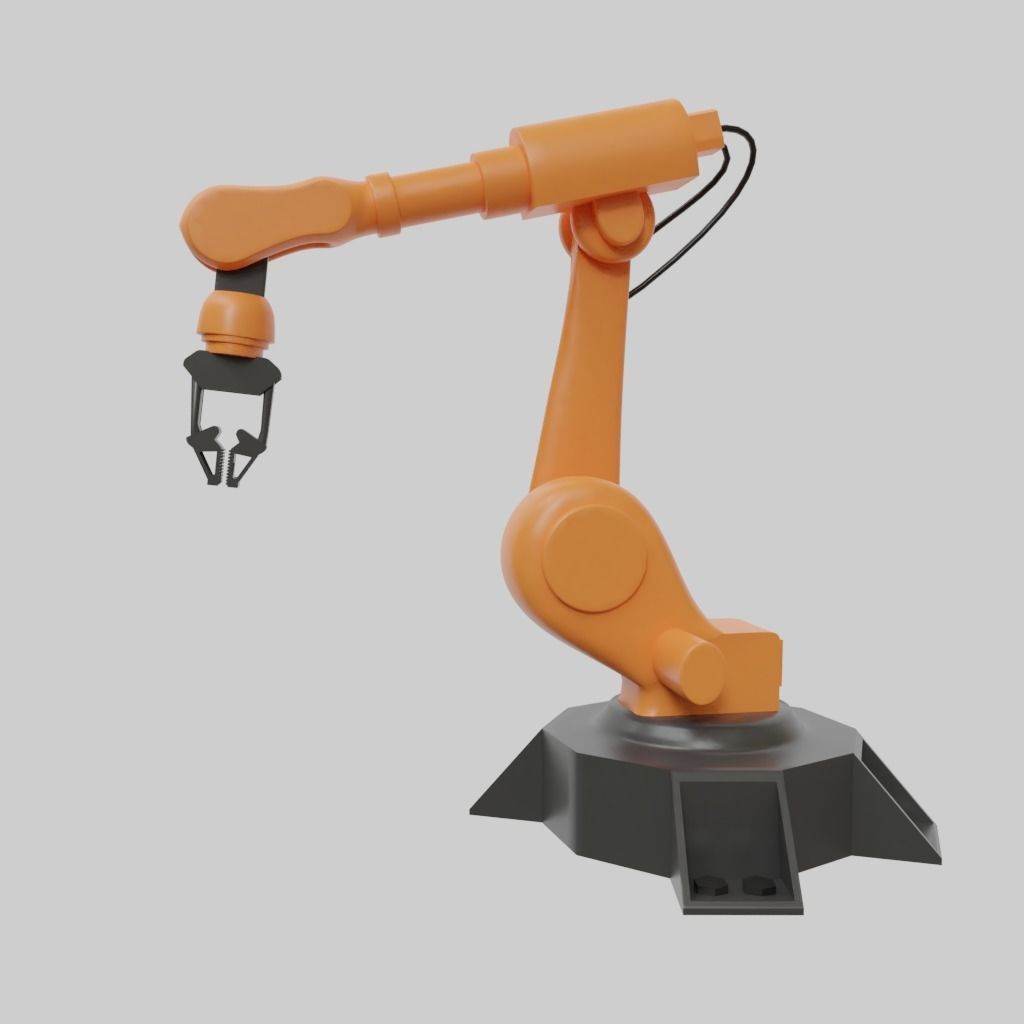 Rigged Low Poly-High Poly Robot Arm Low-poly 3D model_5