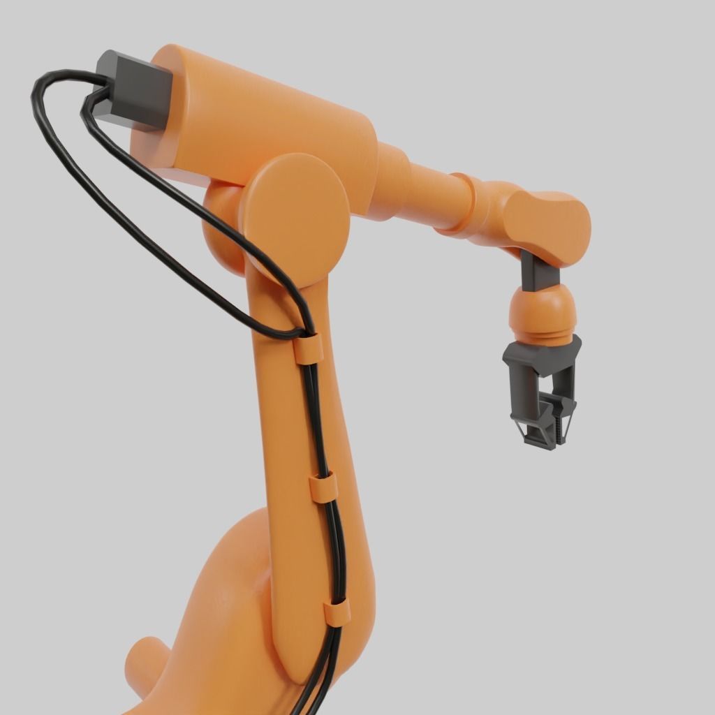 Rigged Low Poly-High Poly Robot Arm Low-poly 3D model_8