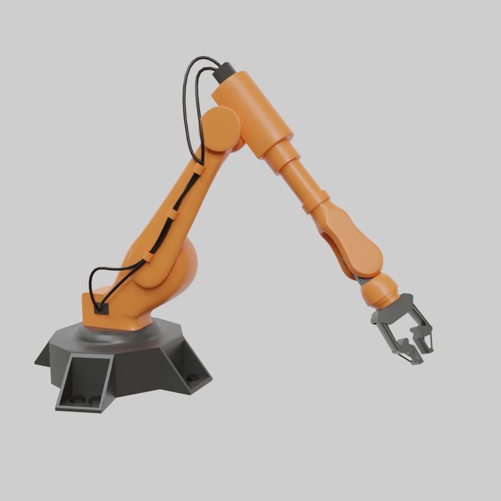 Rigged Low Poly-High Poly Robot Arm Low-poly 3D model_9
