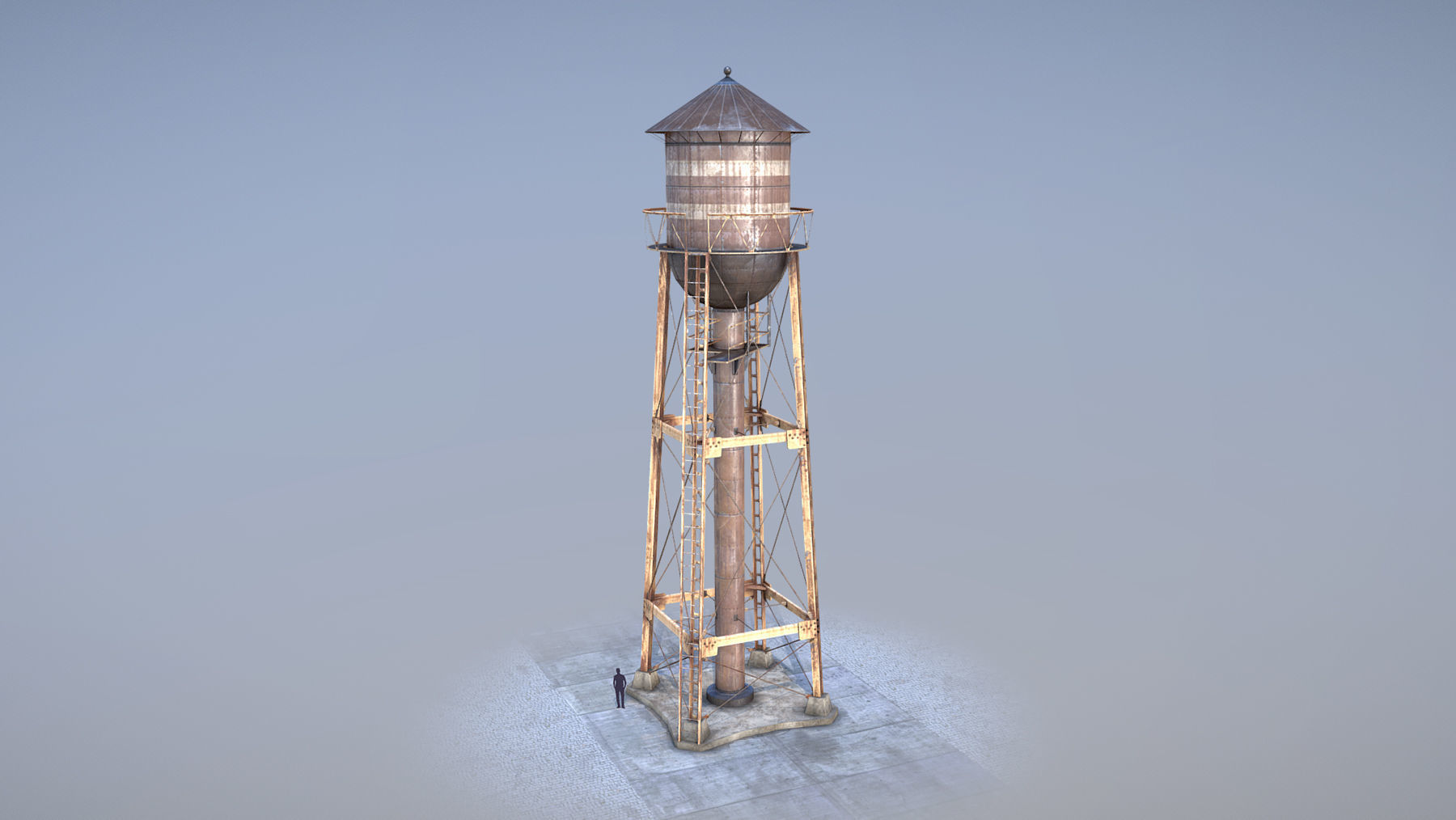 WaterTower water tower Low-poly 3D model_1