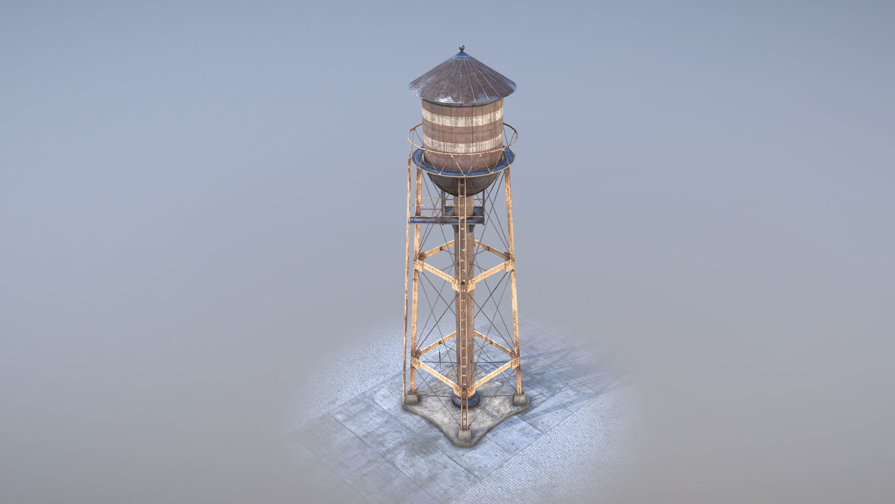 WaterTower water tower Low-poly 3D model_2