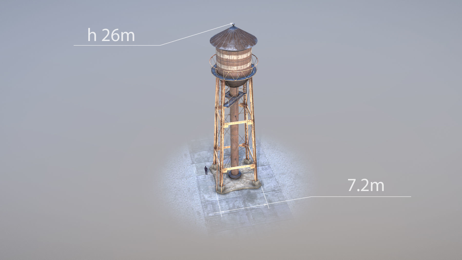 WaterTower water tower Low-poly 3D model_6