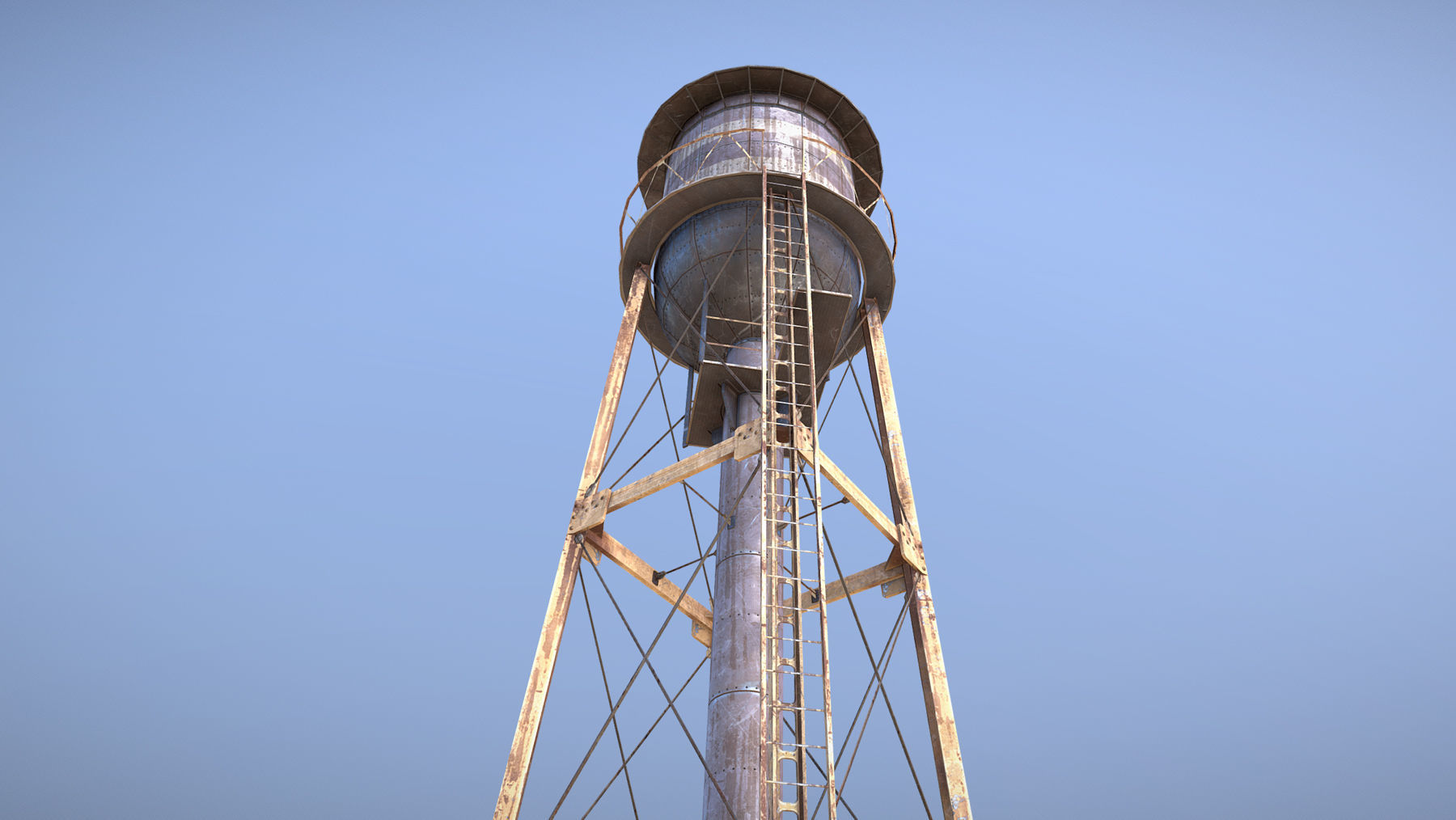 WaterTower water tower Low-poly 3D model_5