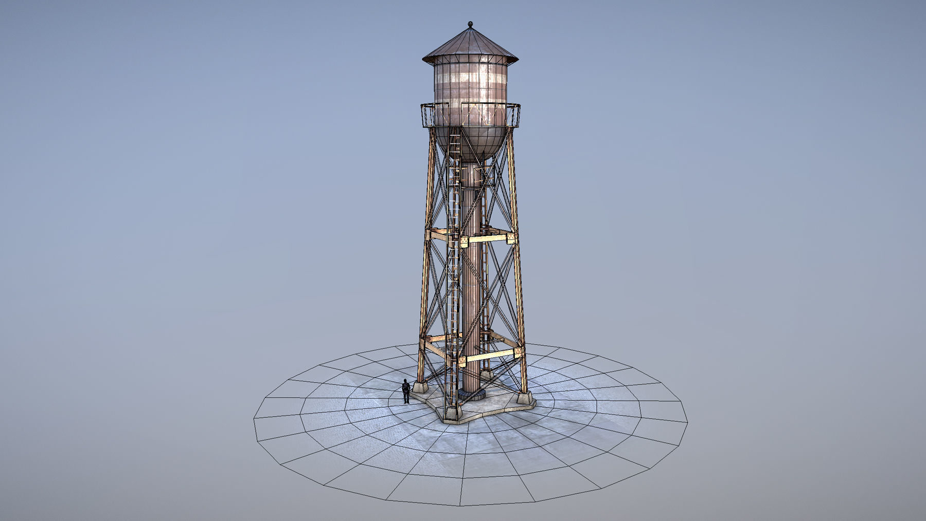 WaterTower water tower Low-poly 3D model_10