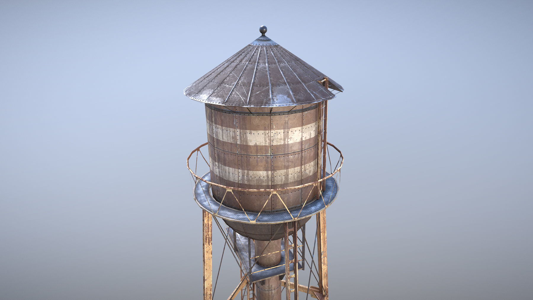 WaterTower water tower Low-poly 3D model_4