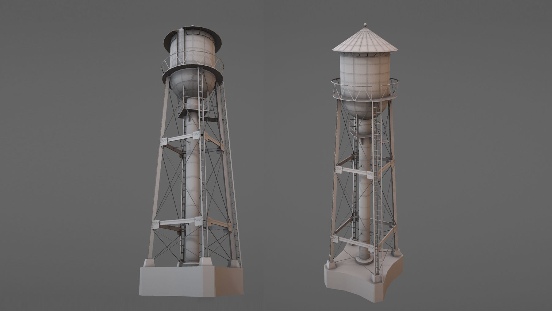 WaterTower water tower Low-poly 3D model_9