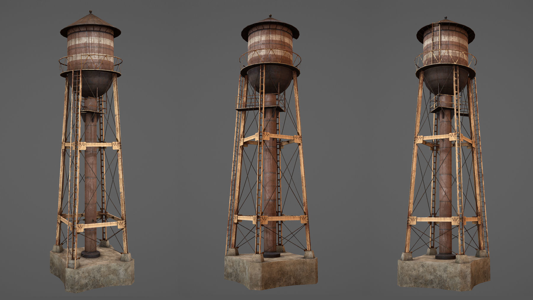 WaterTower water tower Low-poly 3D model_8
