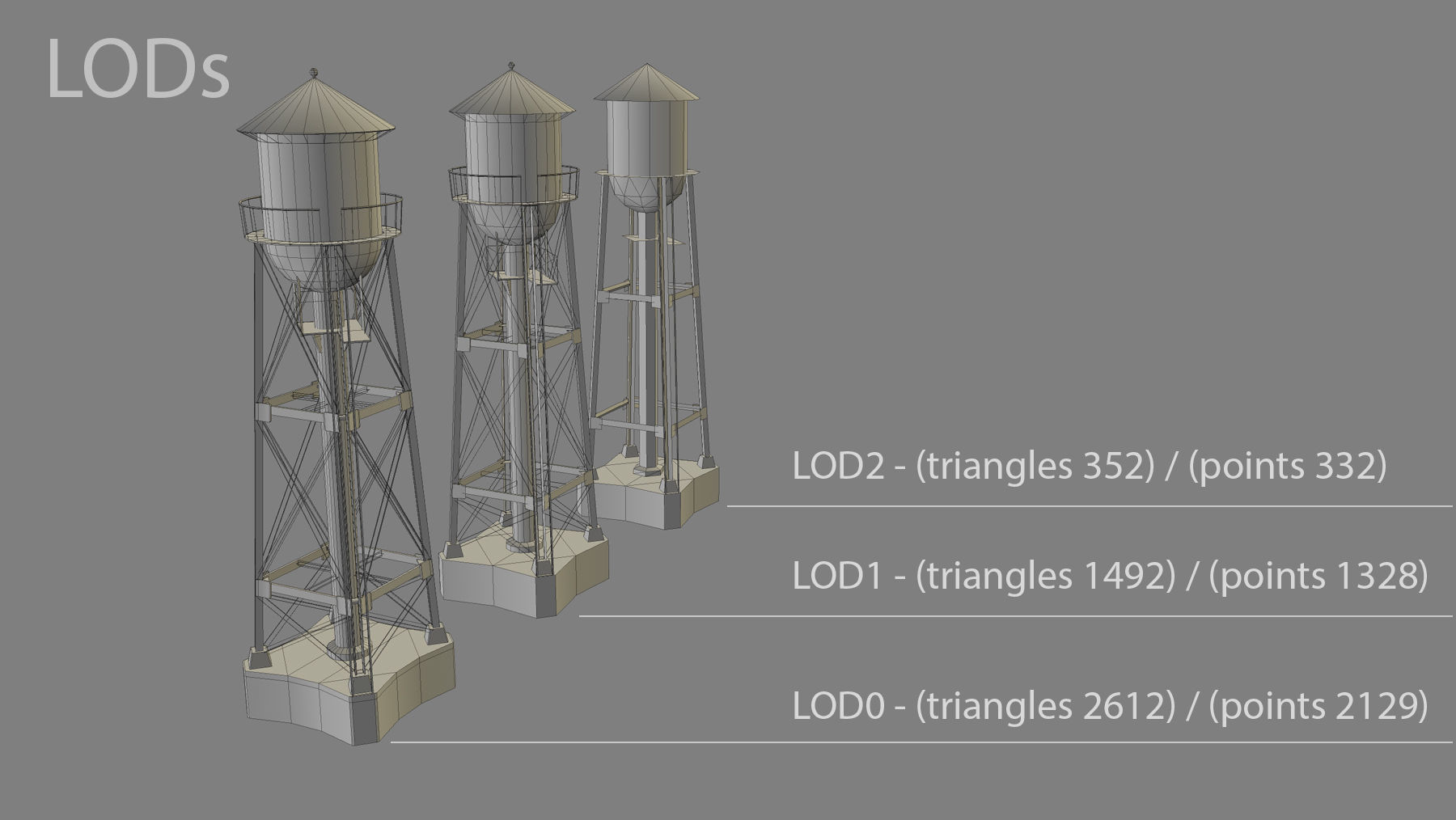 WaterTower water tower Low-poly 3D model_17