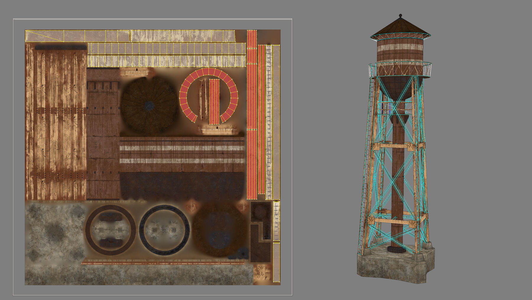 WaterTower water tower Low-poly 3D model_16