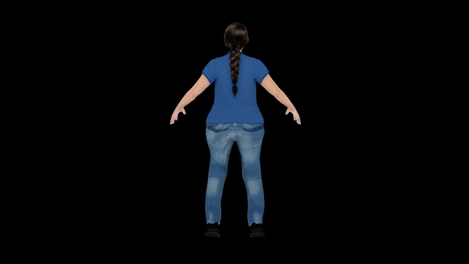 Model 5 woman in jeans and shirt 3D model_3