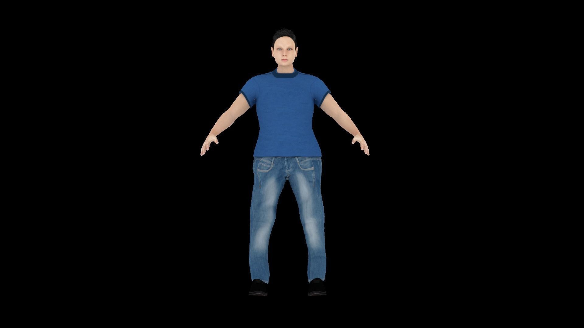 Model 10 man in jeans and shirt 3D model_1