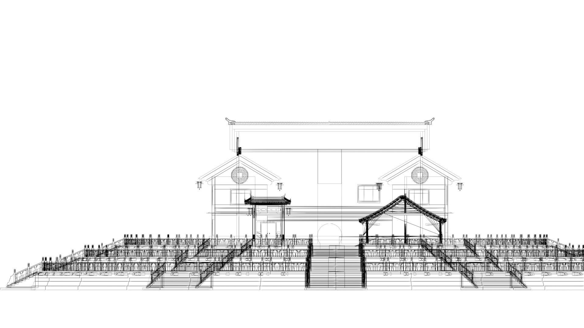 Chinese courtyard House 3D model_5