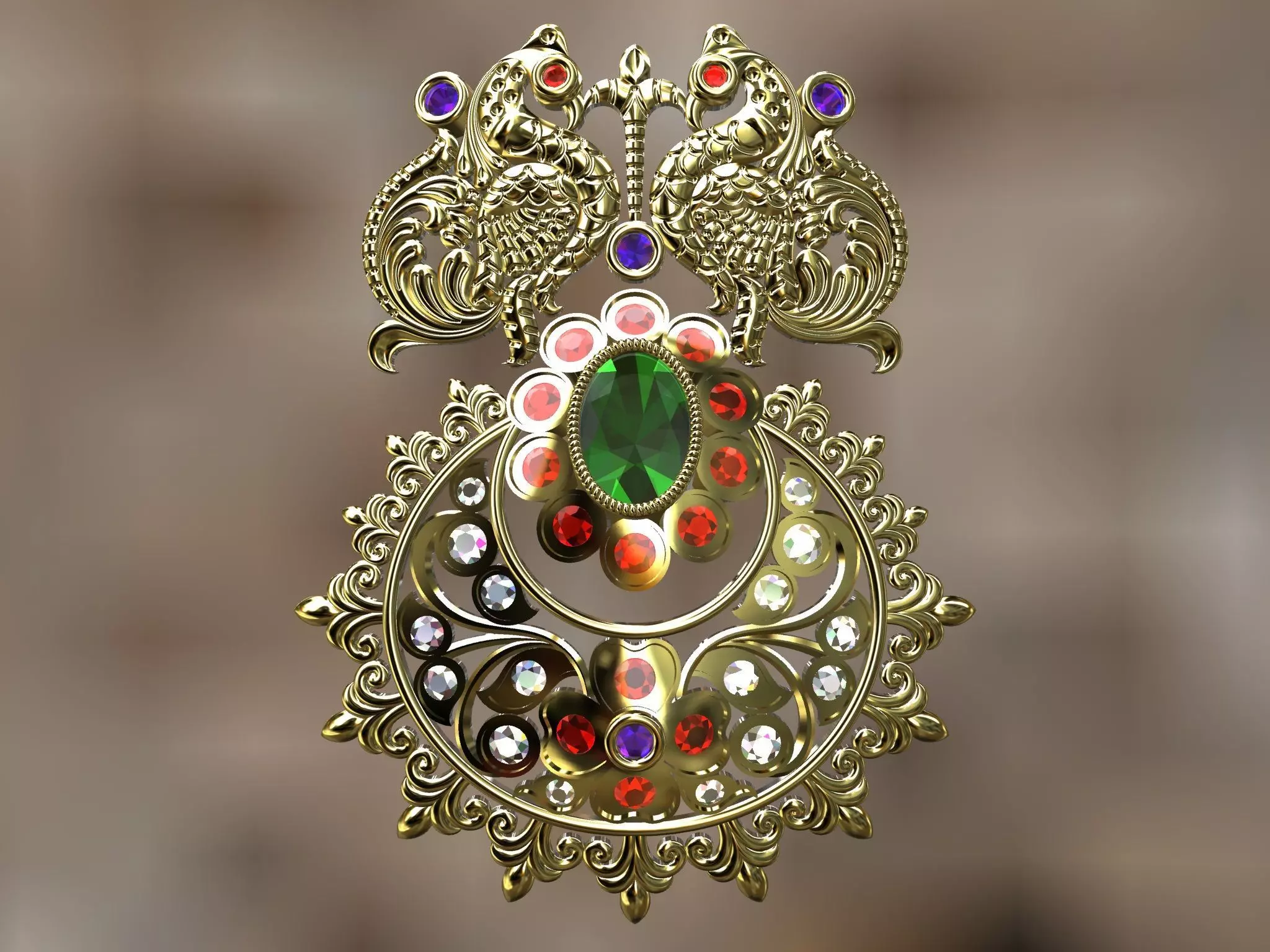 Peacock Pendant 3D model_0