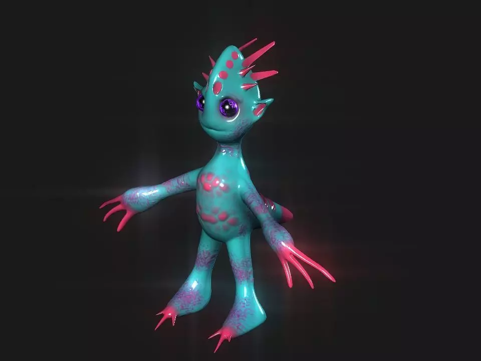 Naughty funny alien toy Low-poly 3D model