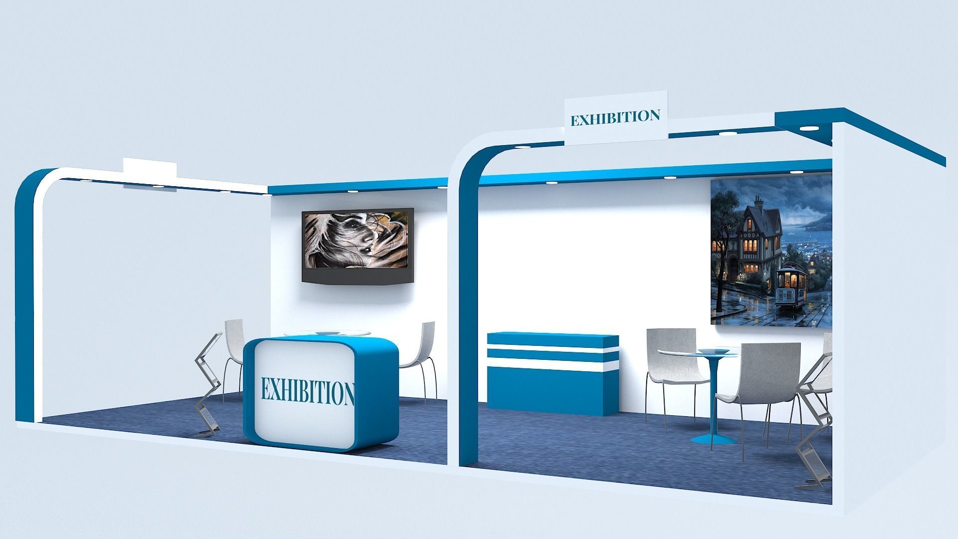 Exhibition Stall Low-poly 3D model_2