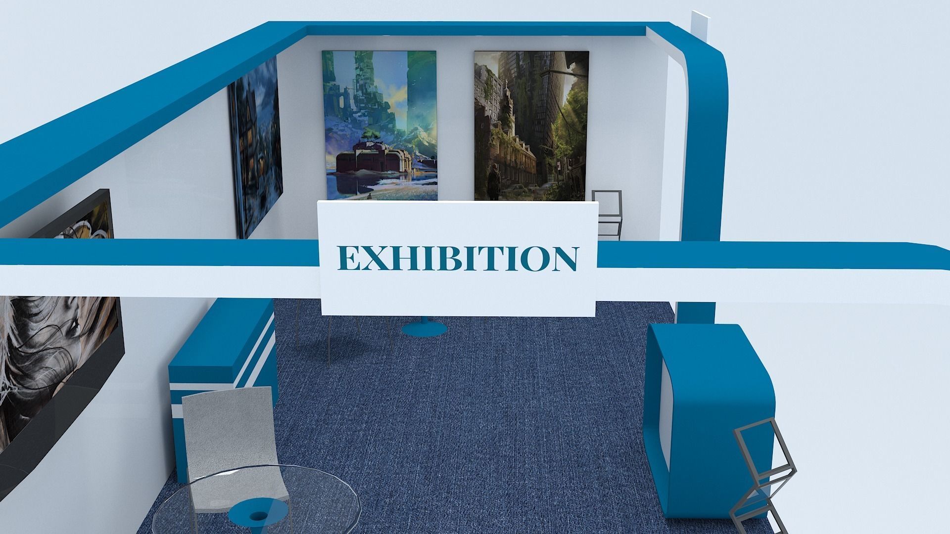 Exhibition Stall Low-poly 3D model_9