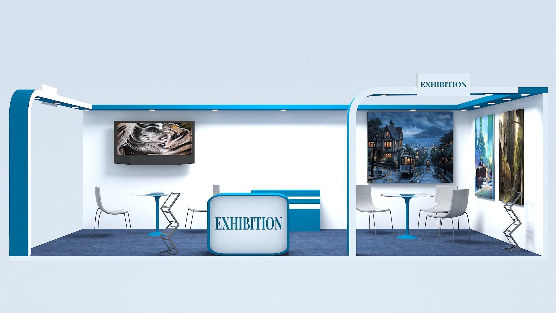 Exhibition Stall Low-poly 3D model_1