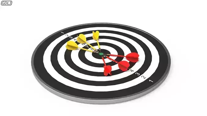 DartBoard - Realistic dart board with darts in center