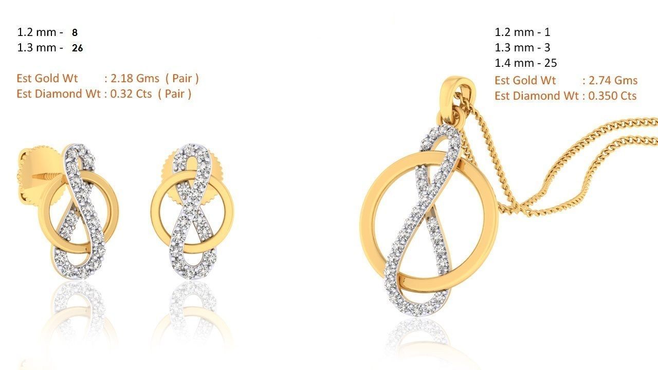 Women pendant earrings set 3dm mgx render detail 3D print model_1