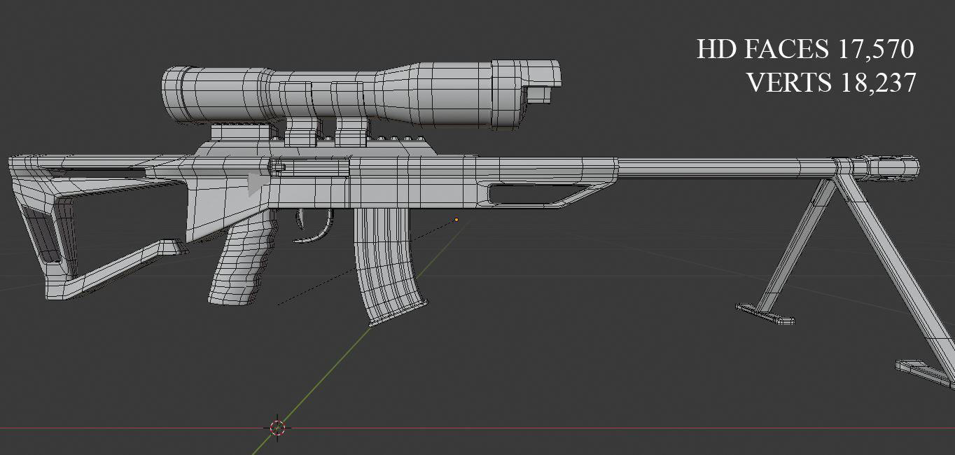 Sniper Rifle  Low-poly 3D model_6