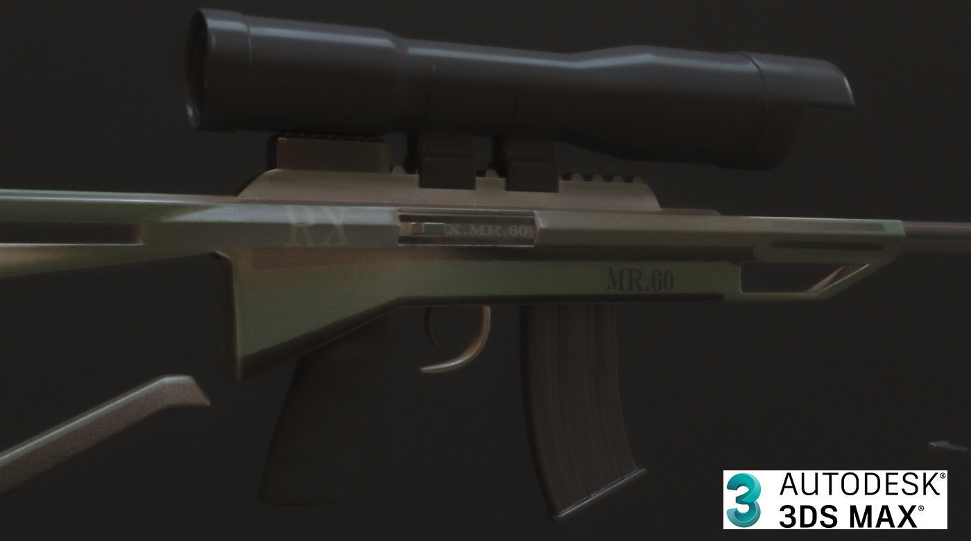 Sniper Rifle  Low-poly 3D model_8