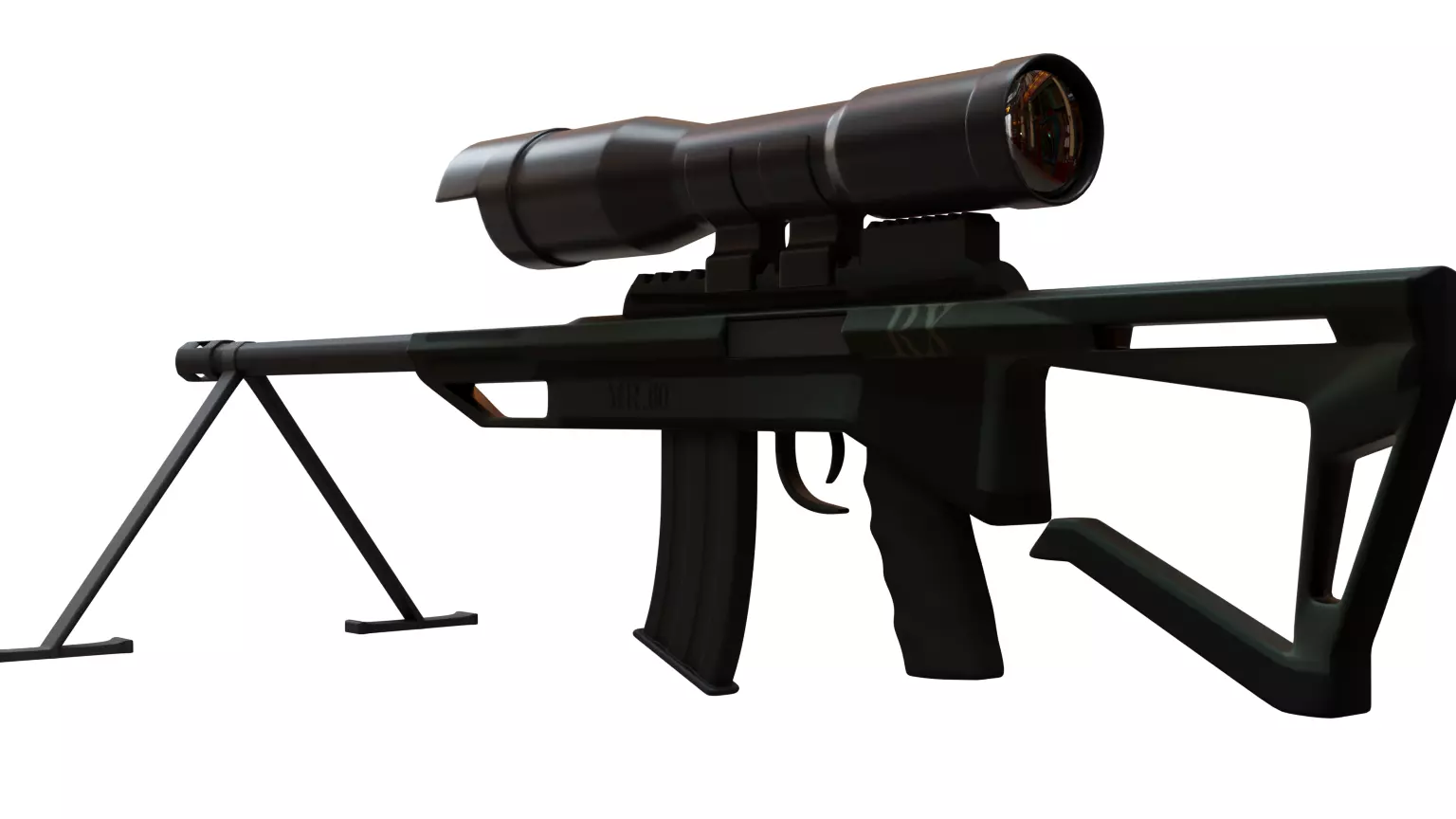 Sniper Rifle  Low-poly 3D model_0