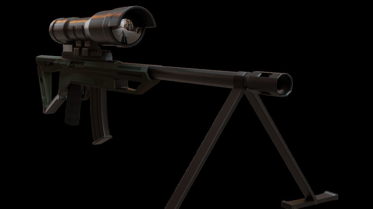 Sniper Rifle  Low-poly 3D model_1