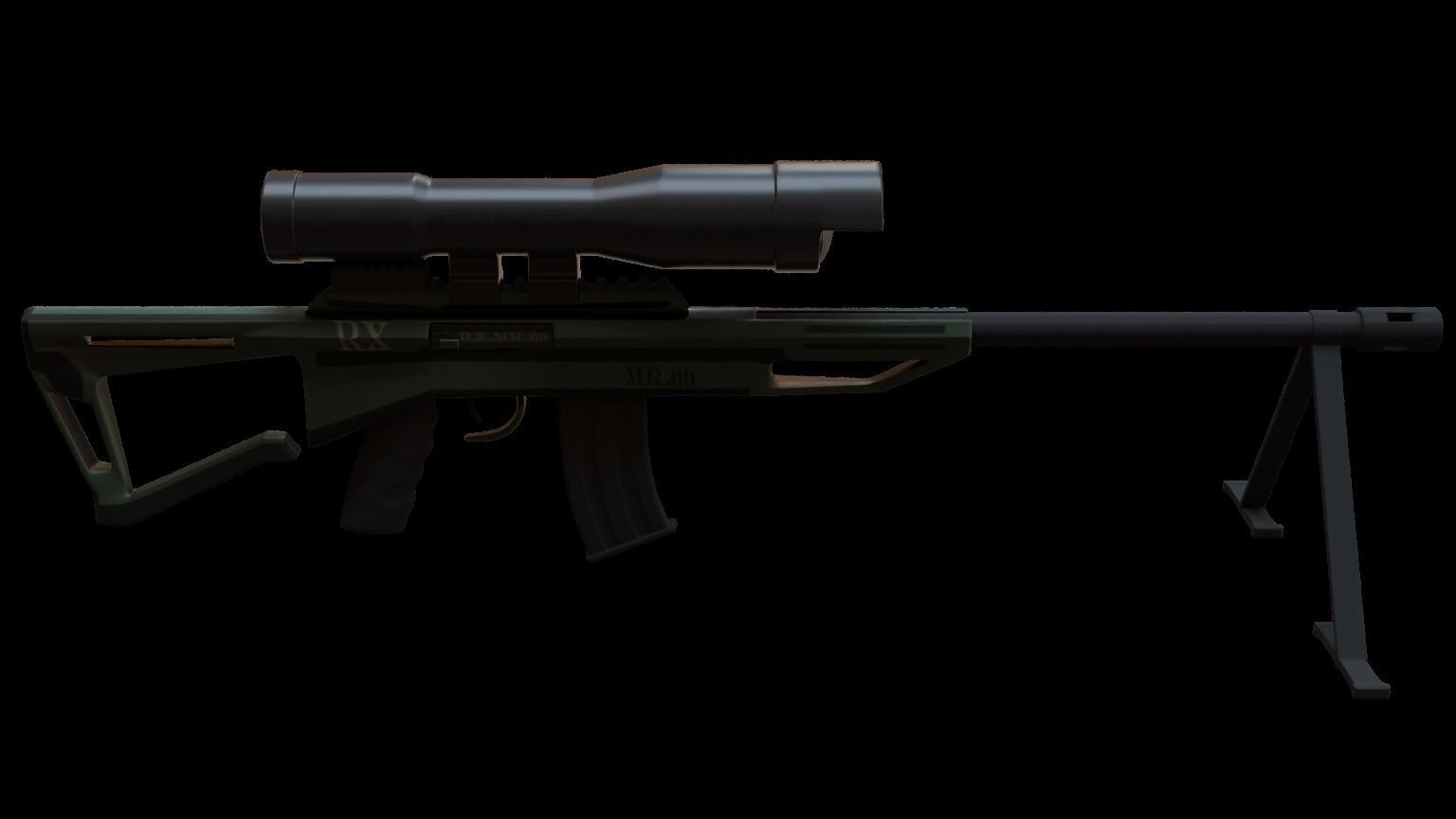 Sniper Rifle  Low-poly 3D model_3