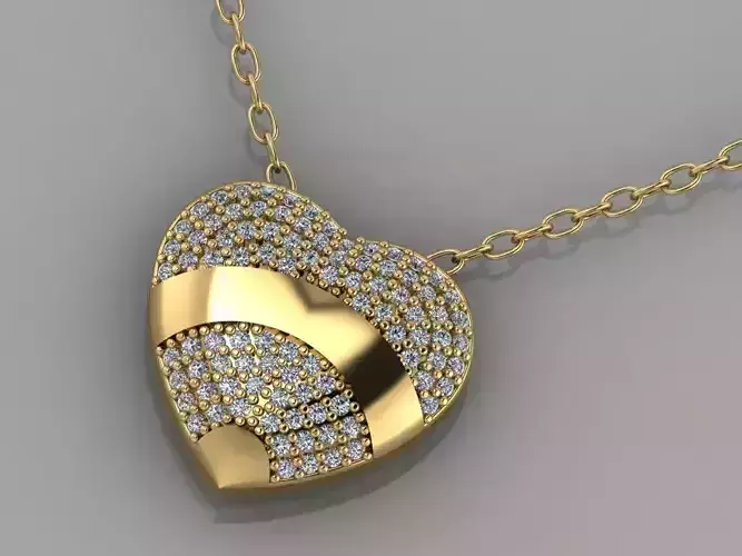 GC GOLD H251-Heart Diamond Gold necklace