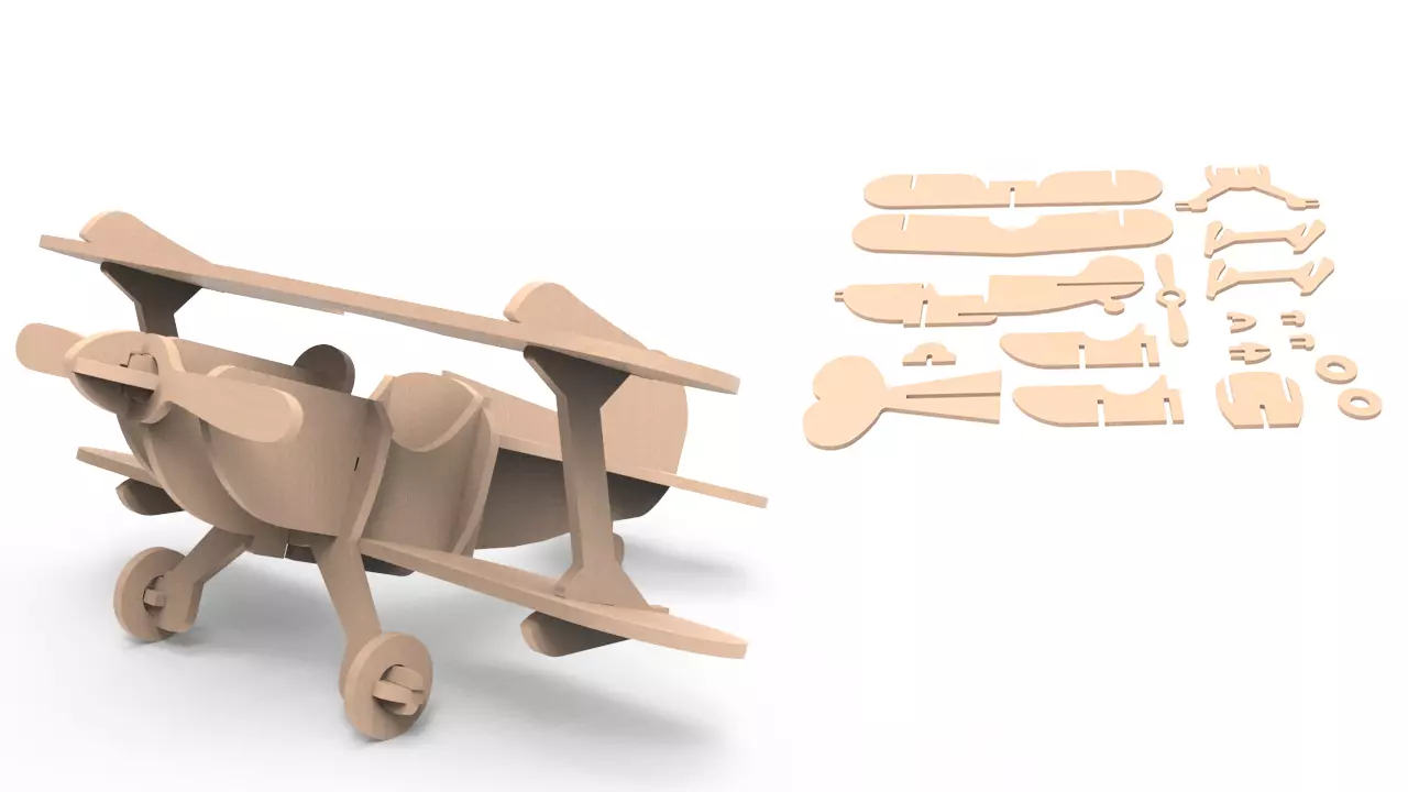 Plane toy biplane 3D print model_0