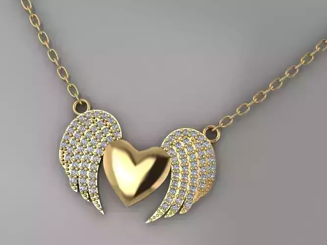 GC GOLD H255-Heart Diamond Gold necklace