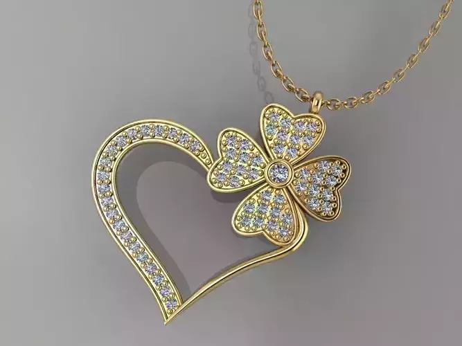 GC GOLD H256-Heart Diamond Gold necklace